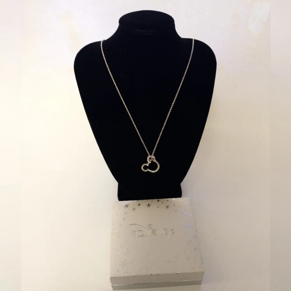 Disney's Minnie Mouse‎ BOWTIFUL Head Bow Two Tone Crystal Necklace Silver Plated
